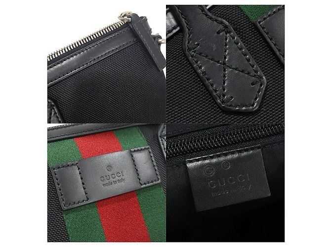 Gucci Tote in tela techno nera con striscia WEB Nero - vista 7