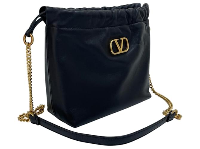 Valentino Borsa a tracolla a secchiello con catena e coulisse Nero - vista 2