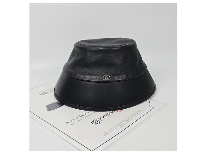 Chanel Cappello bucket in pelle Argento - vista 2
