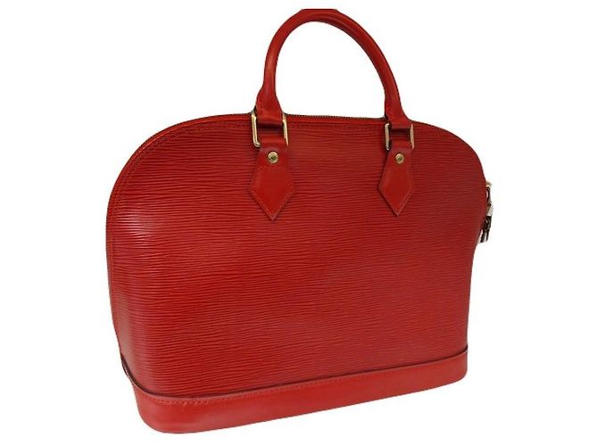 Louis Vuitton Borsa Tote Alma in pelle Épi rossa Rosso - vista 2