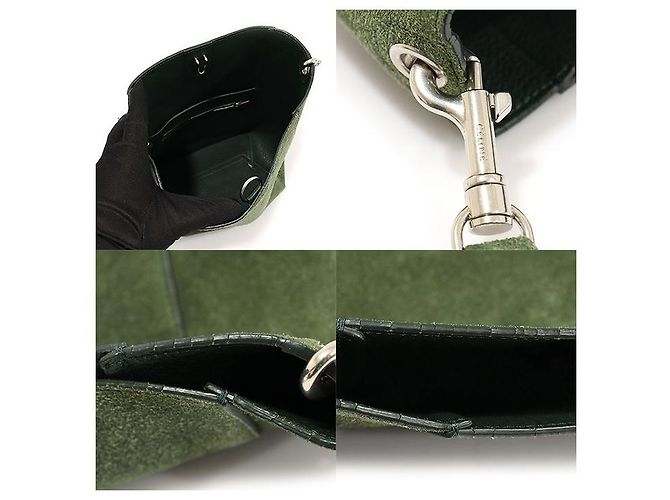 Céline Piccola borsa a tracolla a secchiello in pelle di vitello scamosciata verde - vista 6