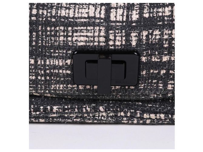 Prada Zweifarbige Tweed-Schultertasche mit Kette Braun - Ansicht 2
