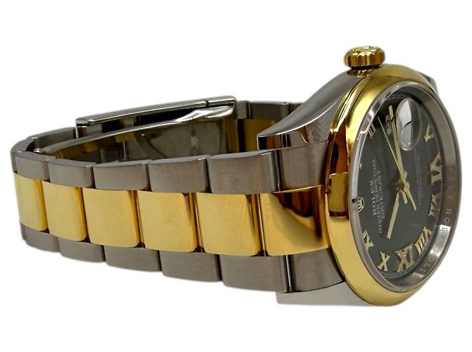 Rolex Datejust Quadrante Verde Numeri Romani Diamanti Giallo - vista 5
