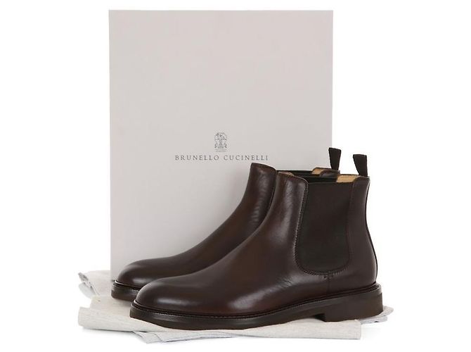 Brunello Cucinelli Waxed Calf Leather Chelsea Boots Black - view 12