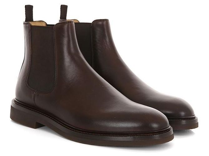 Brunello Cucinelli Waxed Calf Leather Chelsea Boots Black - view 4