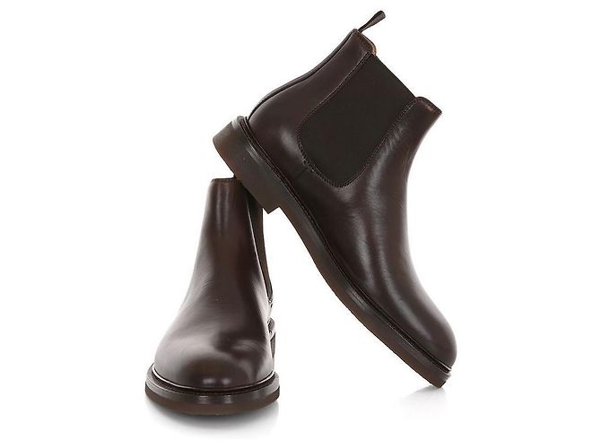 Brunello Cucinelli Waxed Calf Leather Chelsea Boots Black - view 5