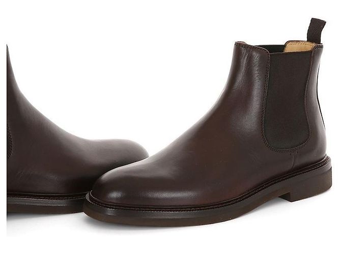 Brunello Cucinelli Waxed Calf Leather Chelsea Boots Black - view 7