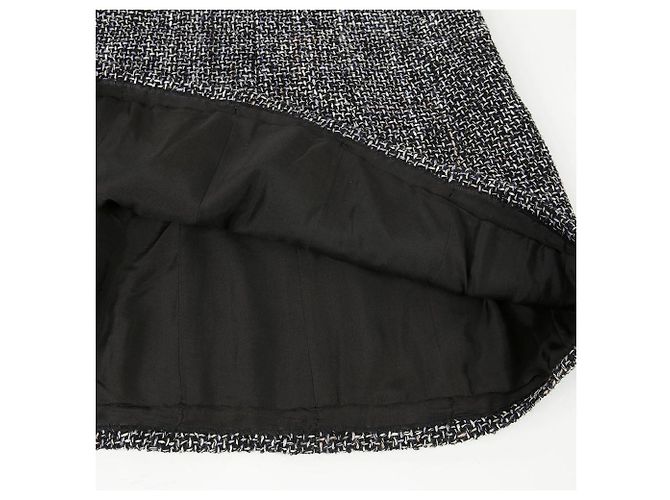 Chanel Gonna in tweed nero multicolore - vista 4