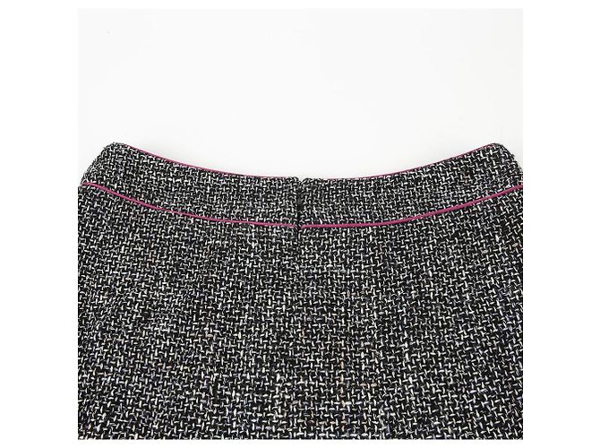 Chanel Gonna in tweed nero multicolore - vista 5