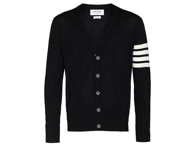 Thom Browne Diagonal gestrickter Cardigan aus Merinowolle Braun - Ansicht 5