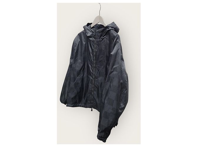 Louis Vuitton Windbreaker reversibile in nylon jacquard Damier Marrone - vista 2