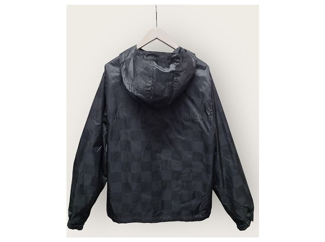 Louis Vuitton Windbreaker reversibile in nylon jacquard Damier Marrone - vista 3