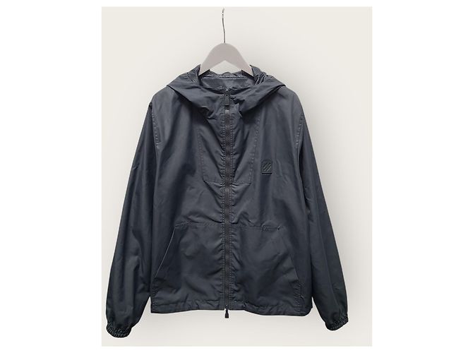 Louis Vuitton Windbreaker reversibile in nylon jacquard Damier Marrone - vista 4