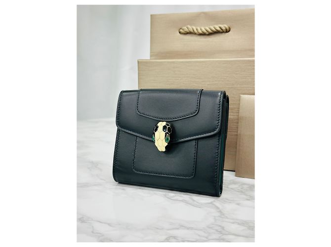Bulgari Serpenti Forever Compact Wallet Schwarz Grün - Ansicht 2