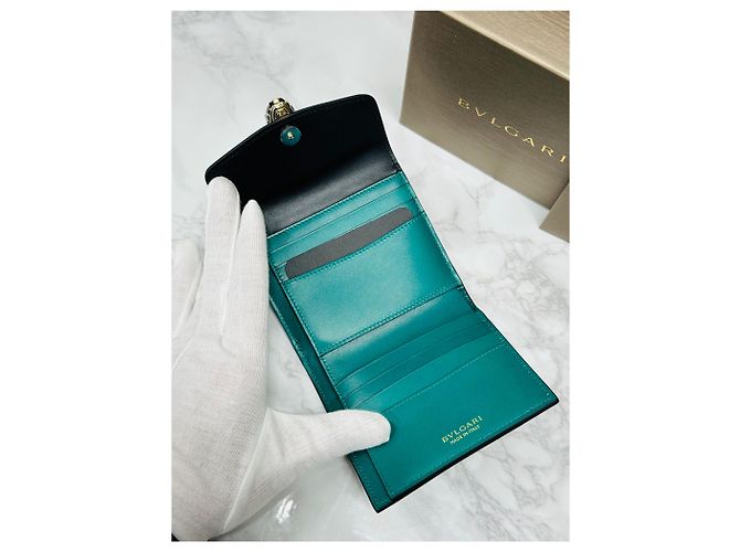 Bulgari Serpenti Forever Compact Wallet Schwarz Grün - Ansicht 6