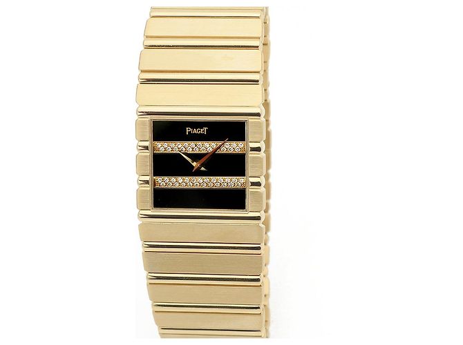 Piaget Orologio Square Jumbo Polo Onyx Original Diamond da Uomo Oro Nero - vista 10