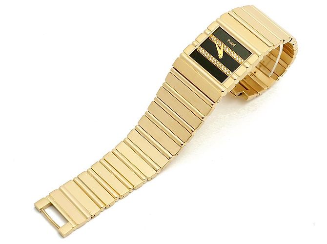 Piaget Orologio Square Jumbo Polo Onyx Original Diamond da Uomo Oro Nero - vista 16