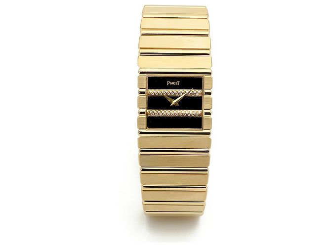 Piaget Orologio Square Jumbo Polo Onyx Original Diamond da Uomo Oro Nero - vista 19