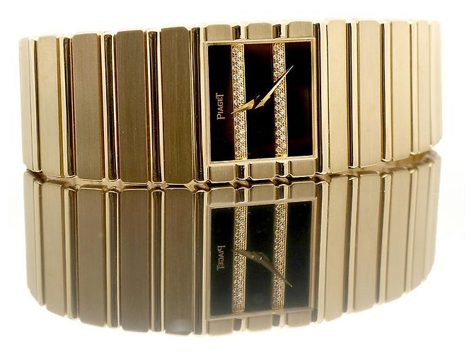 Piaget Orologio Square Jumbo Polo Onyx Original Diamond da Uomo Oro Nero - vista 22