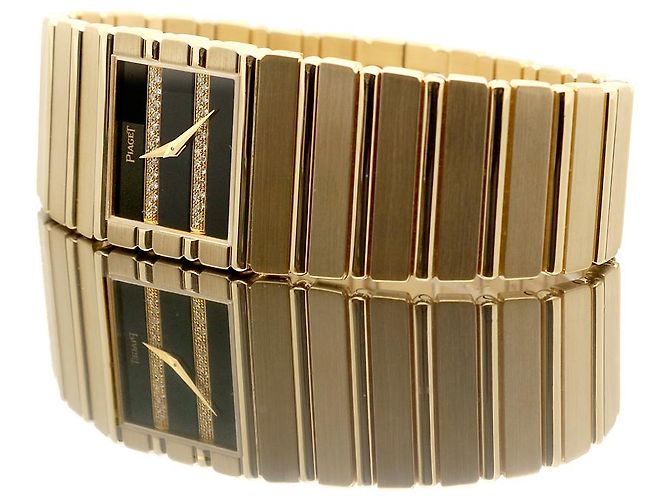 Piaget Orologio Square Jumbo Polo Onyx Original Diamond da Uomo Oro Nero - vista 23