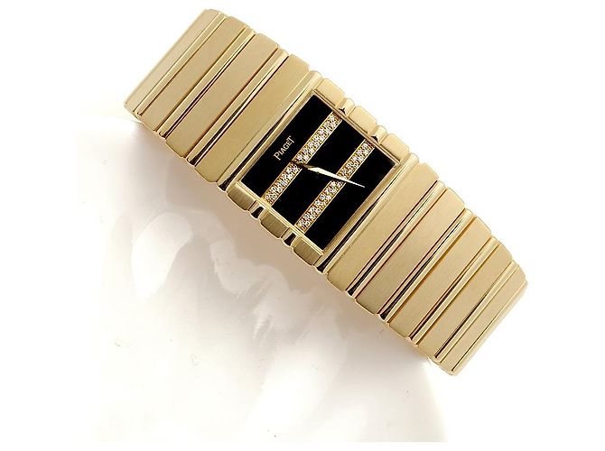 Piaget Orologio Square Jumbo Polo Onyx Original Diamond da Uomo Oro Nero - vista 25