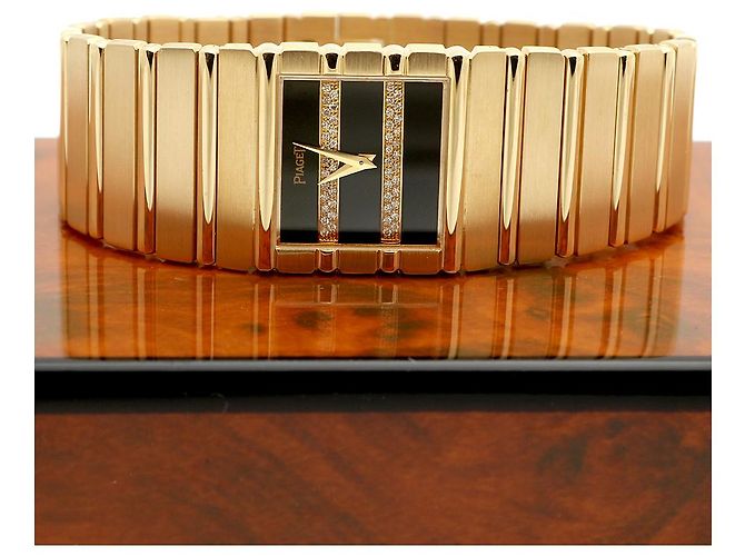 Piaget Orologio Square Jumbo Polo Onyx Original Diamond da Uomo Oro Nero - vista 27