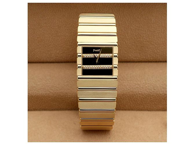 Piaget Orologio Square Jumbo Polo Onyx Original Diamond da Uomo Oro Nero - vista 28