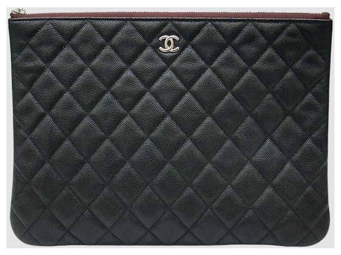Chanel Clutch Classic Medium Black Caviar con Hardware Argentato Nero - Ansicht 2