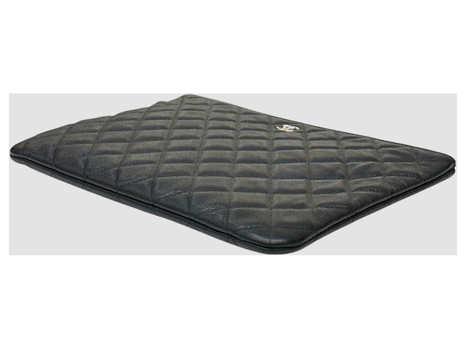 Chanel Clutch Classic Medium Black Caviar con Hardware Argentato Nero - Ansicht 4