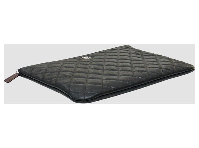 Chanel Clutch Classic Medium Black Caviar con Hardware Argentato Nero - Ansicht 5