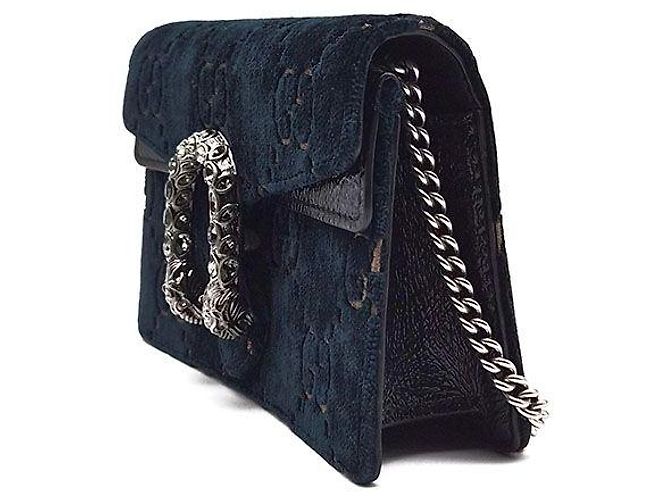 Gucci Borsa a tracolla Dionysus Super Mini in velluto Blu - vista 2