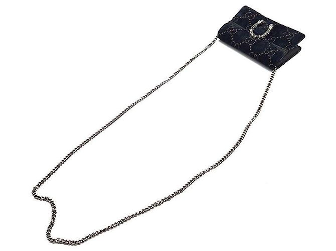 Gucci Borsa a tracolla Dionysus Super Mini in velluto Blu - vista 4