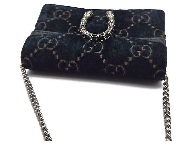 Gucci Borsa a tracolla Dionysus Super Mini in velluto Blu - vista 6