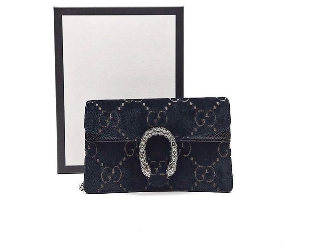 Gucci Borsa a tracolla Dionysus Super Mini in velluto Blu - vista 8