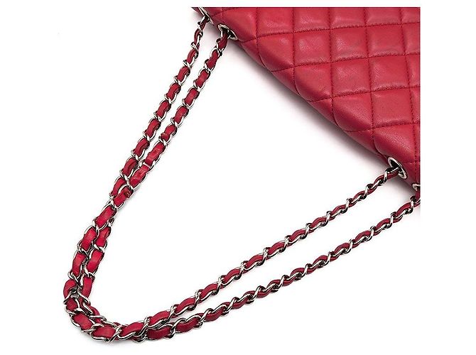 Chanel Borsa a tracolla con patta a fisarmonica in agnello Rosso - vista 5