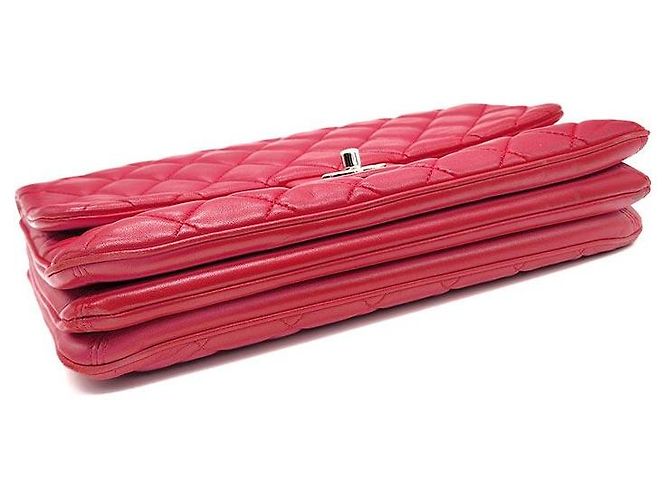 Chanel Borsa a tracolla con patta a fisarmonica in agnello Rosso - vista 7