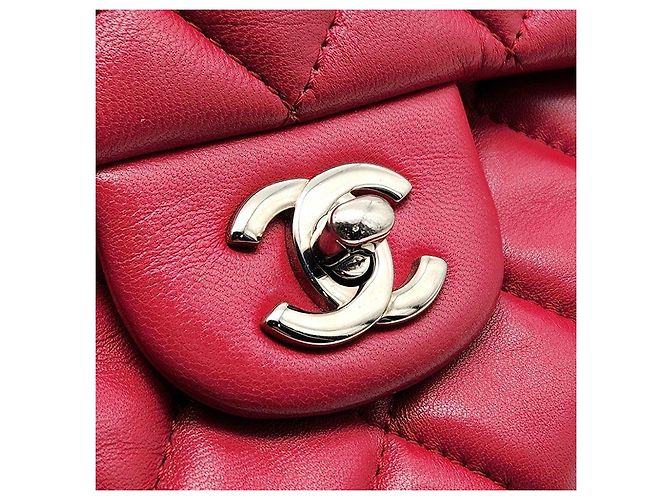 Chanel Borsa a tracolla con patta a fisarmonica in agnello Rosso - vista 8