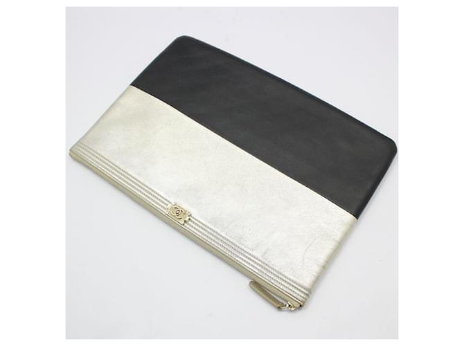 Chanel Clutch Boy Large Bicolore Nero e Argento - vista 3