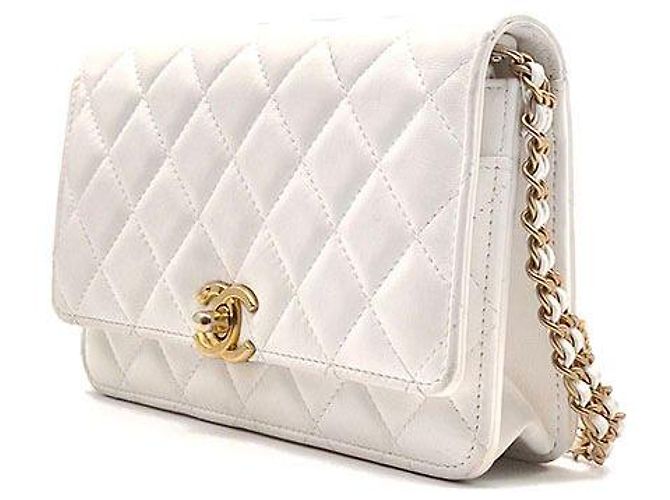 Chanel Mini borsa a tracolla WOC in pelle di agnello con chiusura a scatto Bianco - vista 2