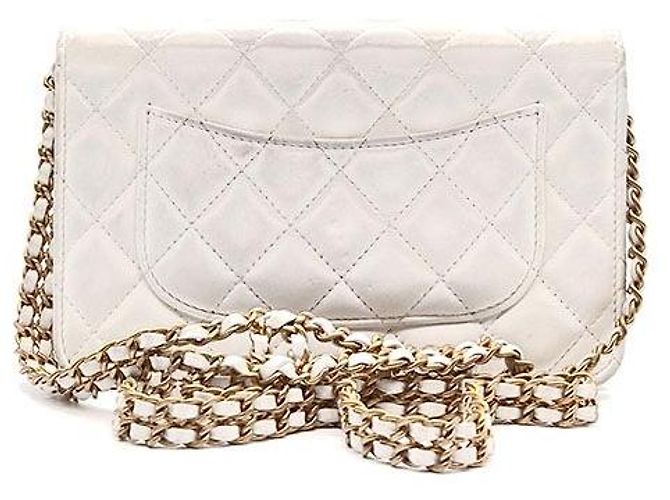 Chanel Mini borsa a tracolla WOC in pelle di agnello con chiusura a scatto Bianco - vista 3