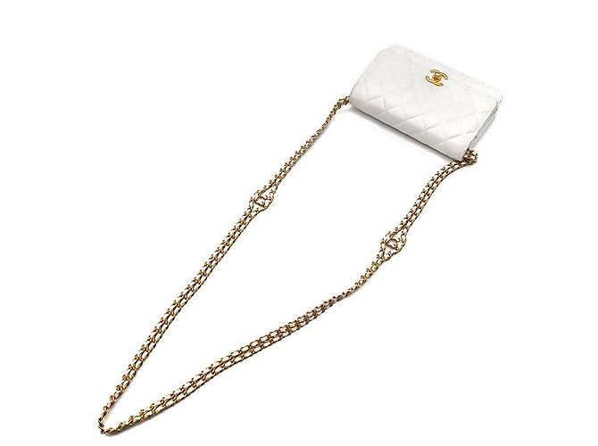 Chanel Mini borsa a tracolla WOC in pelle di agnello con chiusura a scatto Bianco - vista 4