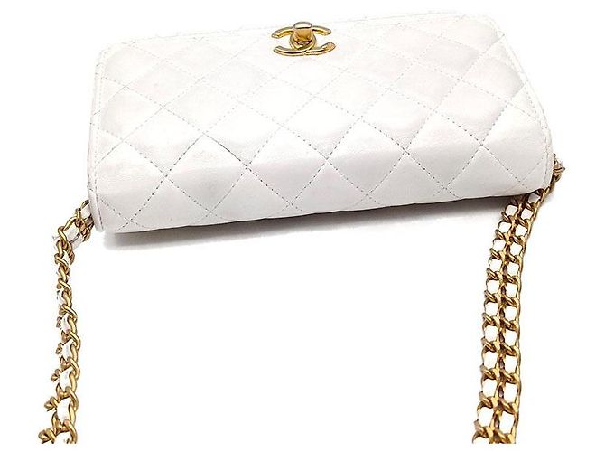 Chanel Mini borsa a tracolla WOC in pelle di agnello con chiusura a scatto Bianco - vista 6