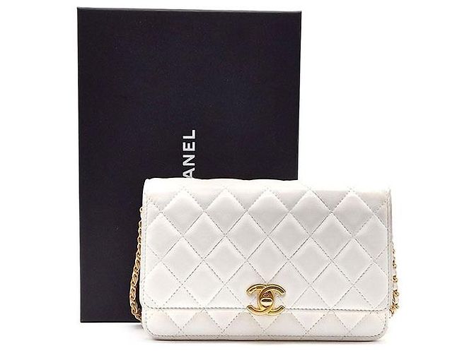 Chanel Mini borsa a tracolla WOC in pelle di agnello con chiusura a scatto Bianco - vista 9