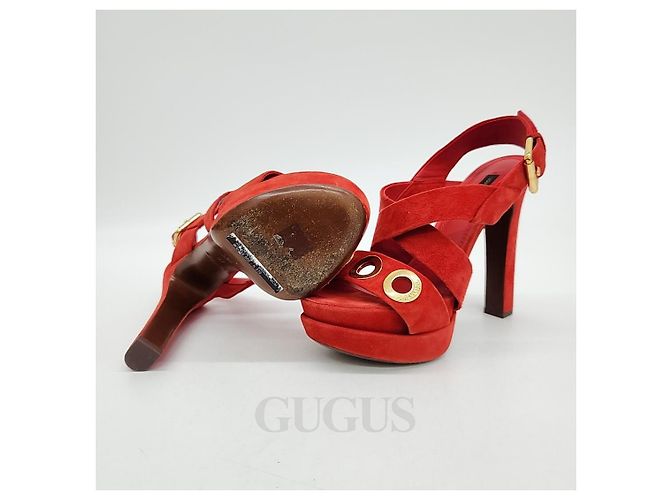 Louis Vuitton Sandalo in scamosciato Rosso - vista 4