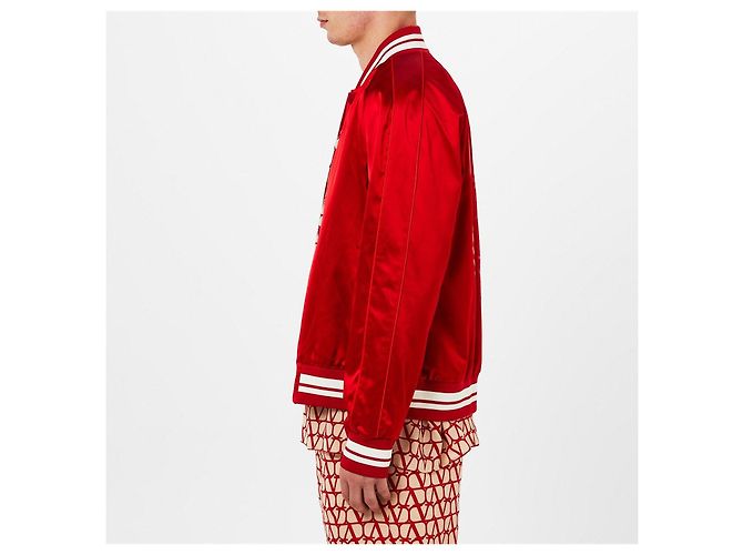 Valentino Refurbished Souvenir Varsity Bomberjacke Rot - Ansicht 2