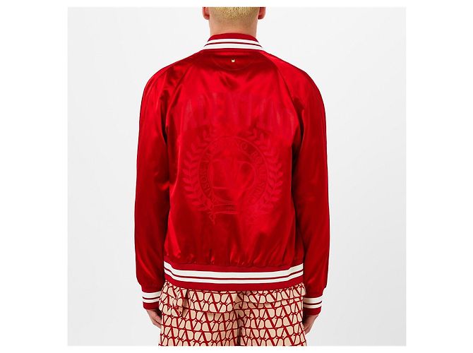 Valentino Refurbished Souvenir Varsity Bomberjacke Rot - Ansicht 3