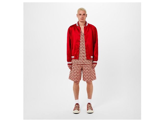 Valentino Refurbished Souvenir Varsity Bomberjacke Rot - Ansicht 4