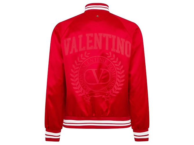 Valentino Refurbished Souvenir Varsity Bomberjacke Rot - Ansicht 6