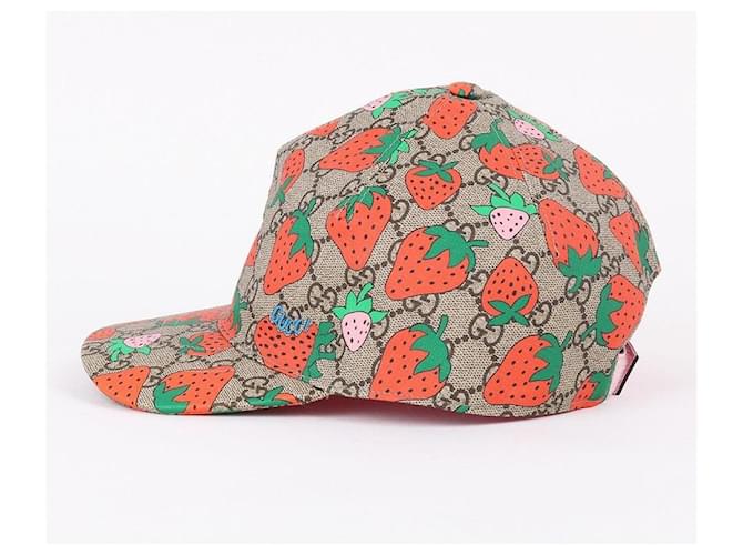 Gucci GG Supreme Strawberry Baseball Cap Braun - Ansicht 3
