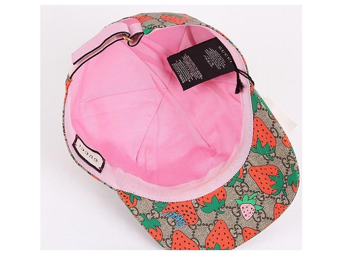 Gucci GG Supreme Strawberry Baseball Cap Braun - Ansicht 7